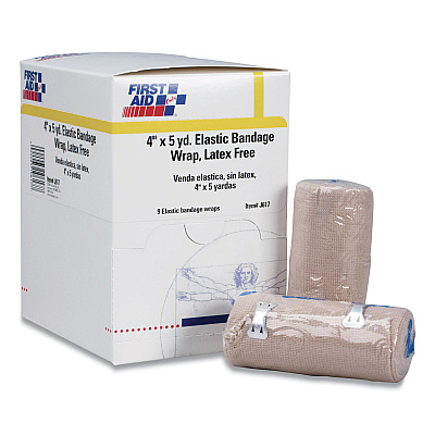 First Aid Only Reusable Elastic Bandage Wrap, 4" x 15 ft, 9/Box (FAO5903)