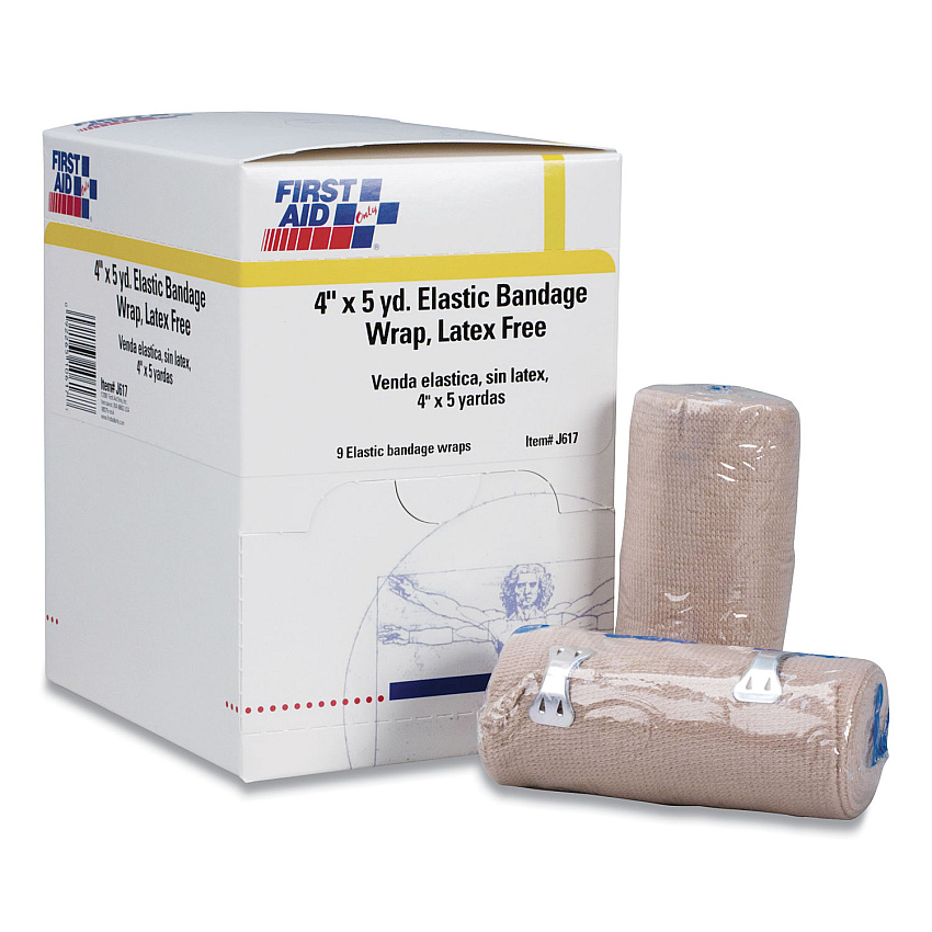 First Aid Only Reusable Elastic Bandage Wrap, 4" x 15 ft, 9/Box (FAO5903)