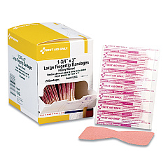 First Aid Only Heavy Woven Adhesive Bandages, Fingertip, 1.75 x 3, 25/Box (FAOG163)