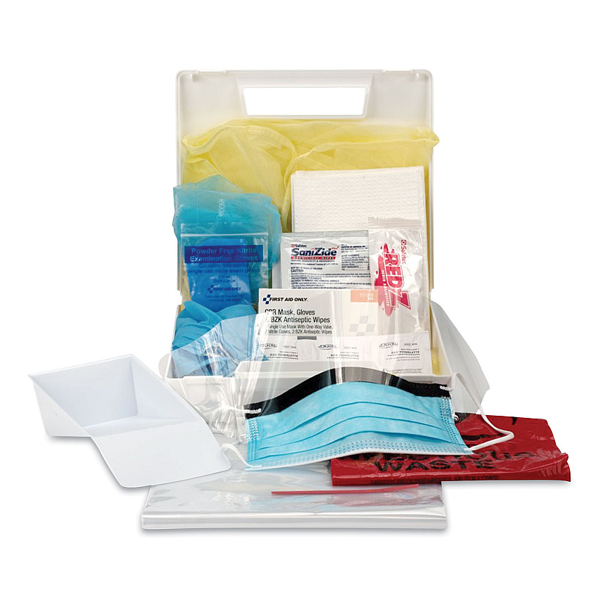 First Aid Only Bloodborne Pathogen Spill Clean Up Kit with CPR Pack, 31 Pieces, Plastic Case (FAO216O)