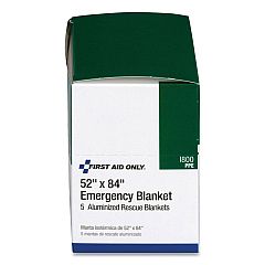 First Aid Only Aluminized Emergency Blanket, 52" x 84", 5/Box (FAOI800)