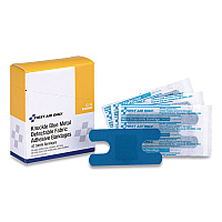 First Aid Only Blue Metal Detectable Fabric Adhesive Bandages, Four-Wing Knuckle, 1.5 x 3, 40/Box (FAOG174)