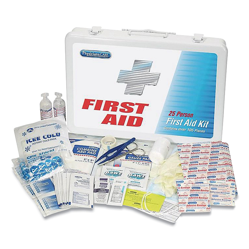 PhysiciansCare by First Aid Only First Aid Kit for Up to 25 People, 125 Pieces, Metal Case (PHY90175001)