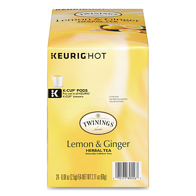 TWININGS Tea K-Cups, Lemon Ginger, 0.11 oz K-Cups, 24/Box (TWG89556)