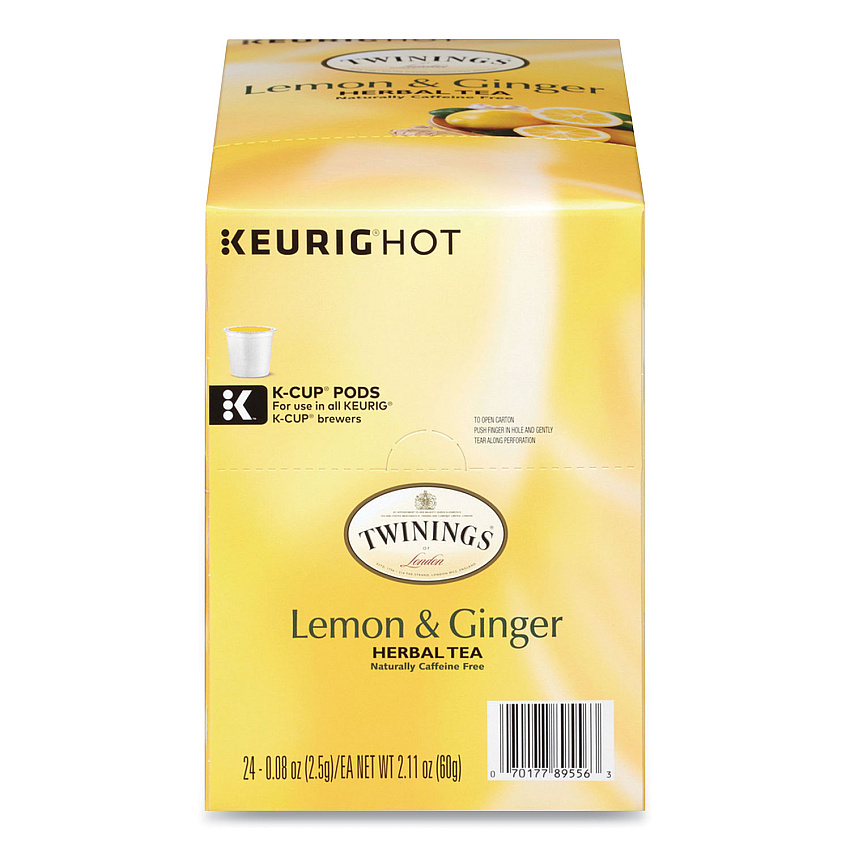 TWININGS Tea K-Cups, Lemon Ginger, 0.11 oz K-Cups, 24/Box (TWG89556)