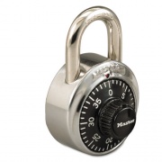 Master Lock Combination Stainless Steel Padlock with Key Cylinder, 1.87" Wide, Black/Silver (1525)