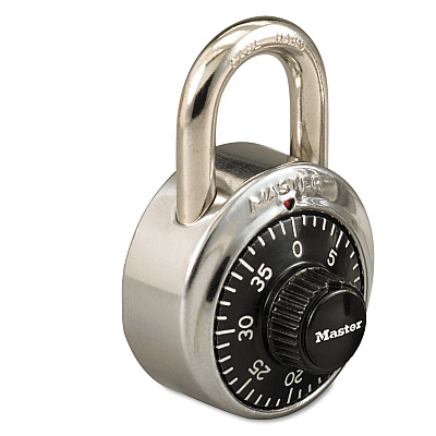 Master Lock Combination Stainless Steel Padlock, 1.87" Wide, Black/Silver (MLK1525)