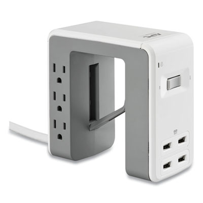 APC Essential SurgeArrest Surge Protector, Bridge Design, 6 AC Outlets/4 USB Ports, 6 ft Cord, 1,080 J, White (PE6U4W)