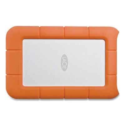 LaCie Rugged Portable External Hard Drive, 2 TB, USB-C, Orange/Silver (CIESTFR2000800)