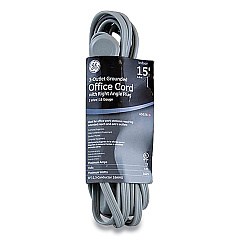 GE Power Strip, 3 Outlets, 15 ft Cord, Gray (GEL43018)