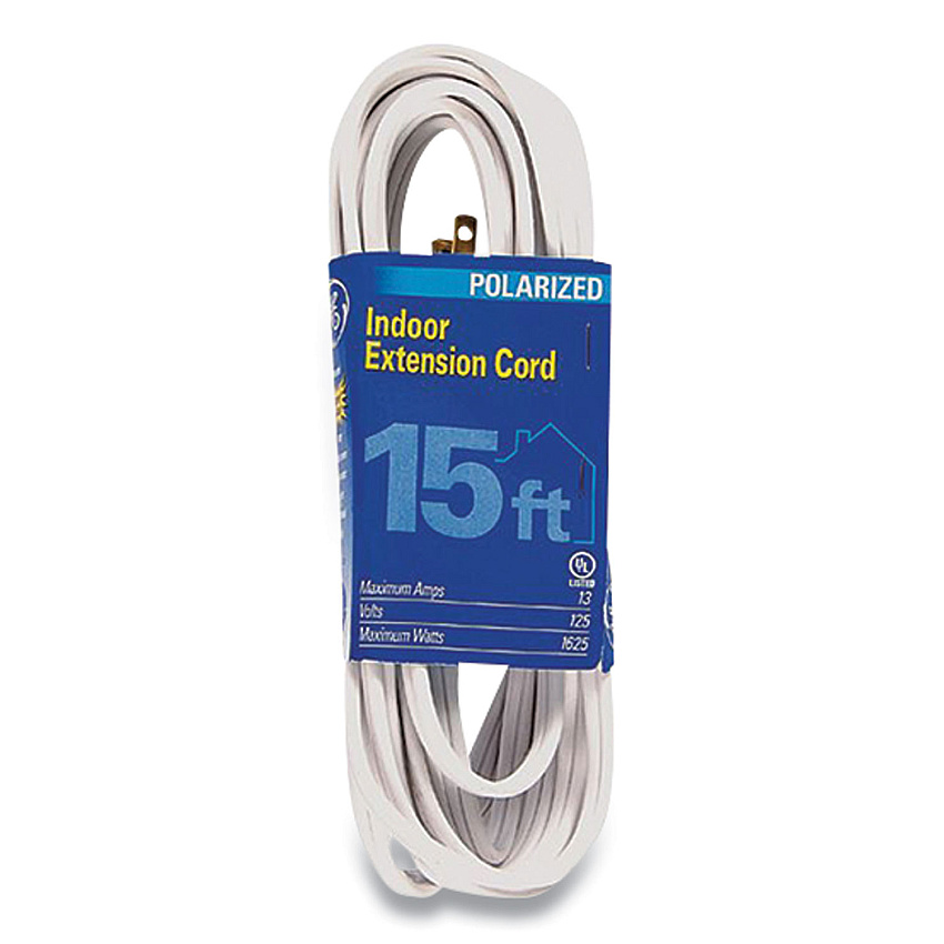GE Indoor Extension Cord, 15 ft, 13 A, White (GEL50554)