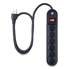 GE Heavy Duty Power Strip, 6 Outlets, 3 ft Cord, Black (GEL56223)