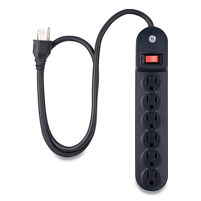 GE Heavy Duty Power Strip, 6 Outlets, 3 ft Cord, Black (GEL56223)