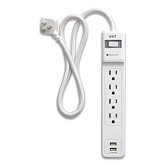 NXT Technologies Surge Protector, 4 AC Outlets/2 USB Ports, 3 ft Cord, 600 J, White (NXT24324333)
