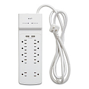 NXT Technologies Surge Protector, 10 AC Outlets/2 USB Ports, 6 ft Cord, 3,000 J, White (NXT24324338)