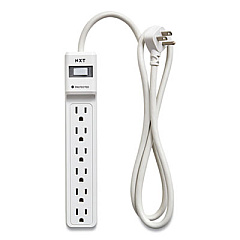 NXT Technologies Surge Protector, 6 AC Outlets, 4 ft Cord, 600 J, White (NXT24373160)