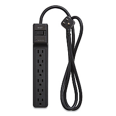 NXT Technologies Surge Protector, 6 AC Outlets, 4 ft Cord, 600 J, Black (NXT24373161)