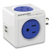 Allocacoc PowerCube Original USB, 4 AC Outlets/2 USB Ports, 175 J, Blue/White (4220BLUSOUPC)