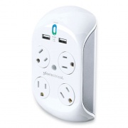 360 Electrical Revolve 3.4 Surge Protector, 4 AC Outlets/2 USB Ports, 918 J, White/Gray (36038)