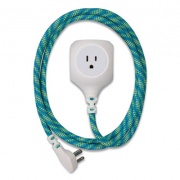 360 Electrical Habitat Accent Collection Braided AC/USB Extension Cord, 6 ft, 13 A, Mint Julep (3604688CA4ES)