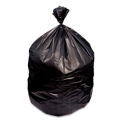 Heritage Eco Blend Max Can Liners, 30 gal, 1 mil, 24" x 27", Black, 25 Bags/Roll, 20 Rolls/Carton (HERL4827YKER1)