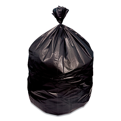 Heritage Eco Blend Max Can Liners, 30 gal, 1 mil, 30" x 36", Black, 25 Bags/Roll, 8 Rolls/Carton (HERL6036YKER1)
