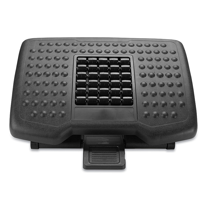 Mind Reader Adjustable Height Footrest with Rollers for Massage, 18w x 14d x 4.25h, Black (EMSFTROLLBLK)