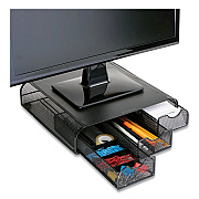 Mind Reader Perch Monitor Stand and Desk Organizer, 13" x 12.5" x 3", Black (EMSMONMESHBLK)
