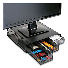Mind Reader Perch Monitor Stand and Desk Organizer, 13" x 12.5" x 3", Black (EMSMONMESHBLK)