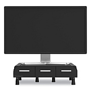 Mind Reader Perch Monitor Stand and Desk Organizer, 13.46" x 12.87" x 2.72", Black/Silver (EMSMONSTA3DBLK)