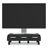 Mind Reader Perch Monitor Stand and Desk Organizer, 13.46" x 12.87" x 2.72", Black/Silver (EMSMONSTA3DBLK)