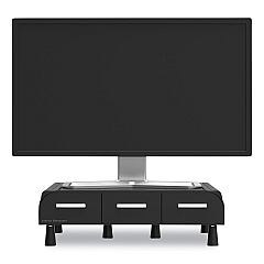 Mind Reader Perch Monitor Stand and Desk Organizer, 13.46" x 12.87" x 2.72", Black/Silver (EMSMONSTA3DBLK)