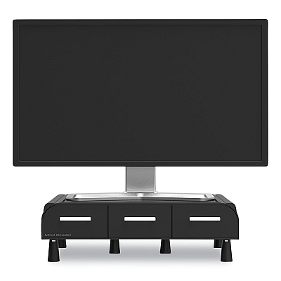Mind Reader Perch Monitor Stand and Desk Organizer, 13.46" x 12.87" x 2.72", Black/Silver (EMSMONSTA3DBLK)