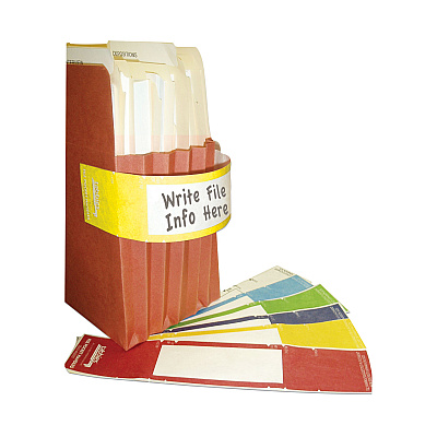 Tabbies File Pocket Handles, 9.63 x 2, Yellow/White, 4/Sheet, 12 Sheets/Pack (TAB68801)