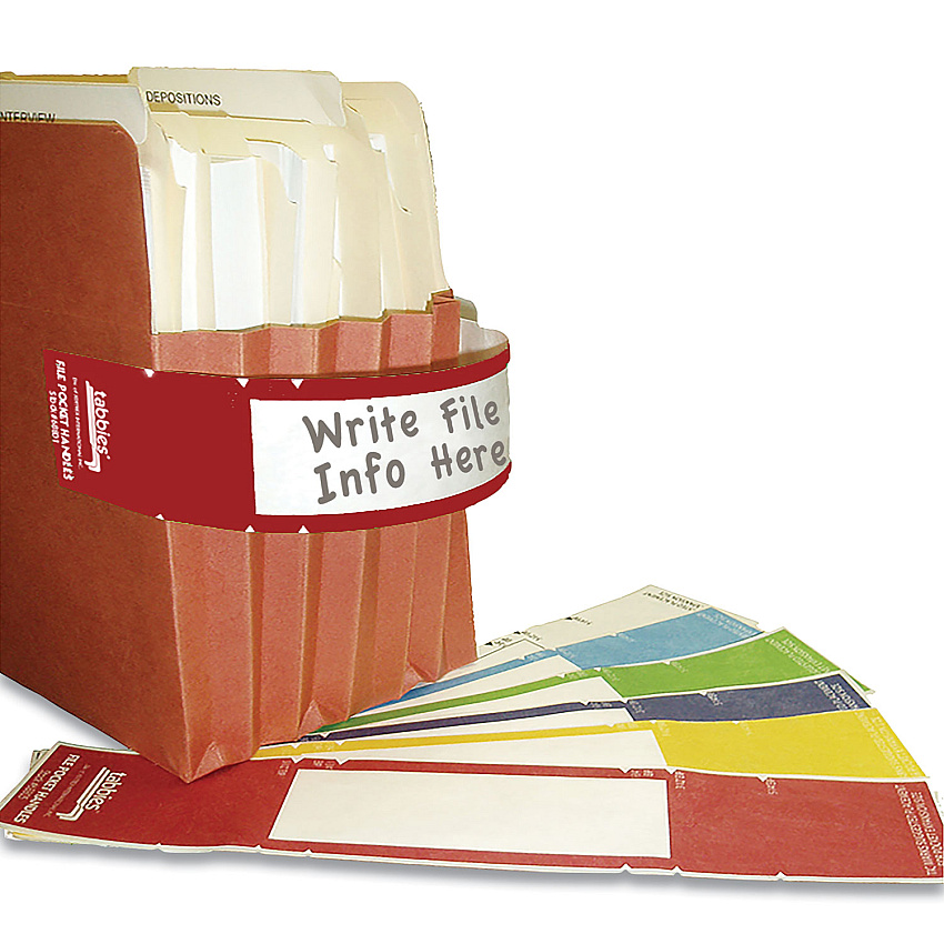 Tabbies File Pocket Handles, 9.63 x 2, Red/White, 4/Sheet, 12 Sheets/Pack (TAB68805)