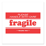 Decker Tape Products Pre-Printed Message Labels, Fragile-Please Handle with Care-Thank You, 2 x 3, White/Red, 500/Roll (DKTDL1271B)