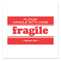 Decker Tape Products Pre-Printed Message Labels, Fragile-Please Handle with Care-Thank You, 2 x 3, White/Red, 500/Roll (DKTDL1271B)
