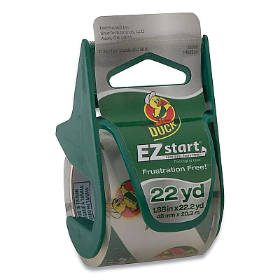 Duck EZ Start Premium Packaging Tape with Dispenser, 3" Core, 1.88" x 22.2 yds, Clear, 6/Pack (DUC8249227727)