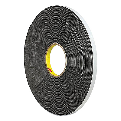 3M 4466 Double-Coated Foam Tape, 1" Core, 1" x 5 yds, Black (MMM074446615)