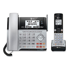 AT&T Connect to Cell TL86103 Two-Line Corded/Cordless Phone, Corded Base Station and 1 Additional Handset, Black/Silver