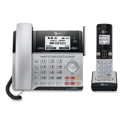 AT&T Connect to Cell TL86103 Two-Line Corded/Cordless Phone, Corded Base Station and 1 Additional Handset, Black/Silver