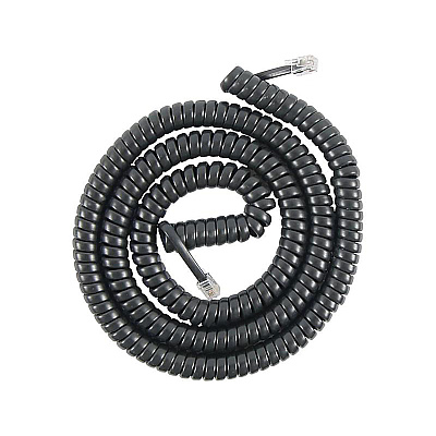 Power Gear Coiled Telephone Cord, Plug/Plug, 25 ft, Black (PWG76139999)