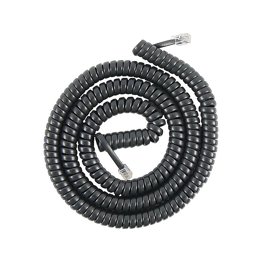 Power Gear Coiled Telephone Cord, Plug/Plug, 25 ft, Black (PWG76139999)