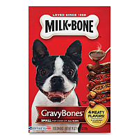 Milk-Bone Small Sized GravyBones Dog Biscuits, Bacon; Beef; Chicken; Liver, 19 oz (SMU94203)