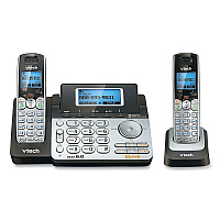 Vtech DS6151-2 Two-Handset Two-Line Cordless Phone with Answering System, Black/Silver (VTE80088300)