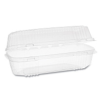 Pactiv Evergreen ClearView SmartLock Hinged Lid Container, Hoagie Container, 27 oz, 9.25 x 4.5 x 3, Clear, Plastic, 250/Carton (PCTYCI81049)