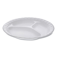 Pactiv Evergreen Placesetter Satin Non-Laminated Foam Dinnerware, 3-Compartment Plate, 9" dia, White, 500/Carton (PCT0TH10011)