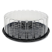 Pactiv Evergreen Plastic Cake Container, Shallow 9" Cake Container, 9" Diameter x 3.38"h, Clear/Black, 90/Carton (PCTYEH89902)