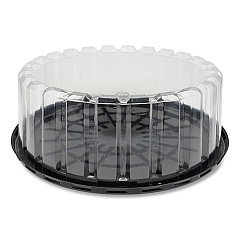 Pactiv Evergreen Plastic Cake Container, Shallow 9" Cake Container, 9" Diameter x 3.38"h, Clear/Black, 90/Carton (PCTYEH89902)