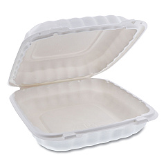 Pactiv Evergreen EarthChoice SmartLock Microwavable MFPP Hinged Lid Container, 9 x 9 x 3.1, White, Plastic, 120/Carton (PCTYCN80901)